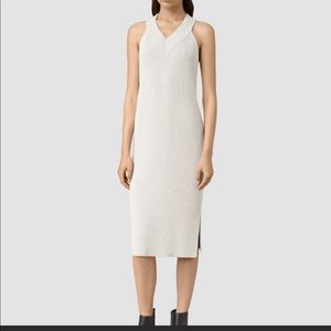 allsaints ribbed v neck Shortsleeve sweater dress